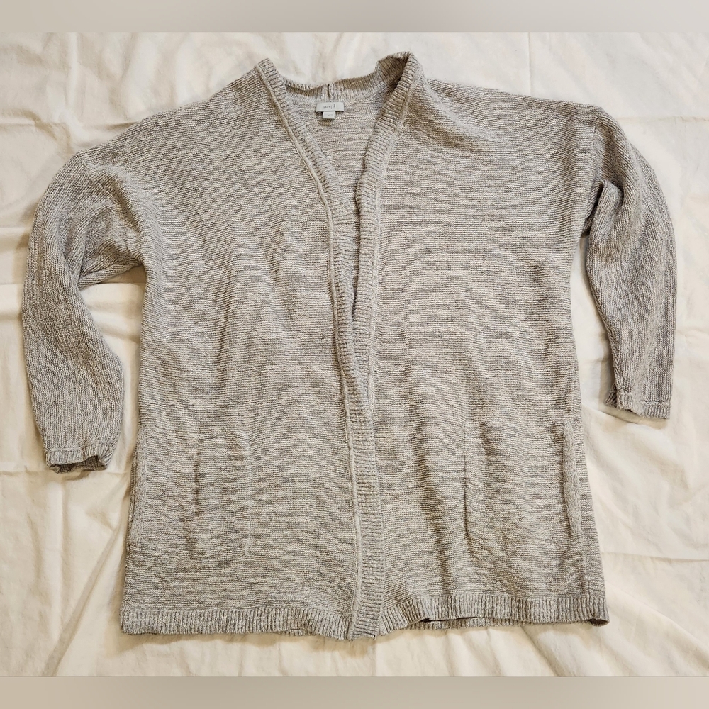 J Jill purejill gray open front‎ cardigan gray size XL